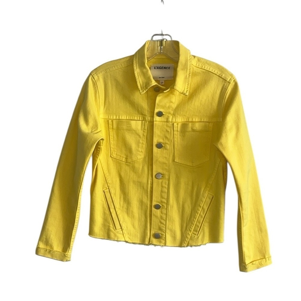 L'AGENCE Buttercup Yellow Jean Jacket Size Small - Picture 6 of 14